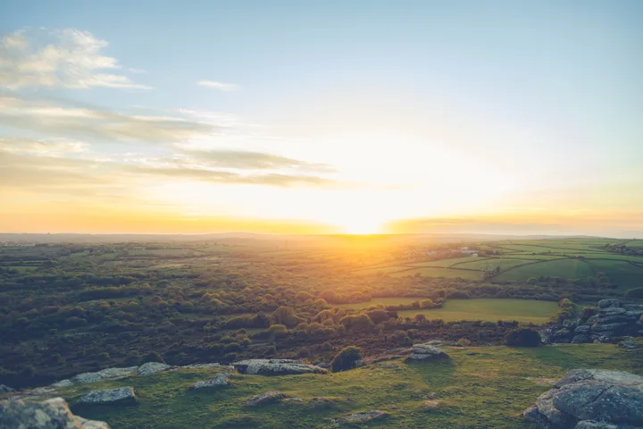 Sun setting over the valley — photograph by Monty Bray