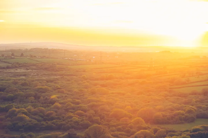 Orange haze across the countryside — photograph by Monty Bray