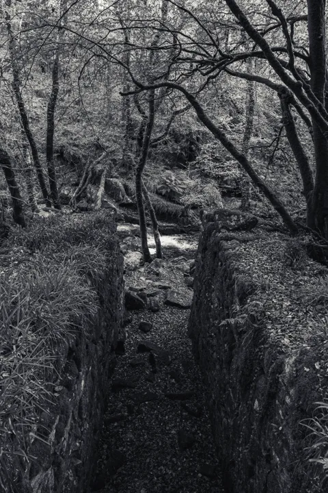The narrow stone channel — photograph by Monty Bray