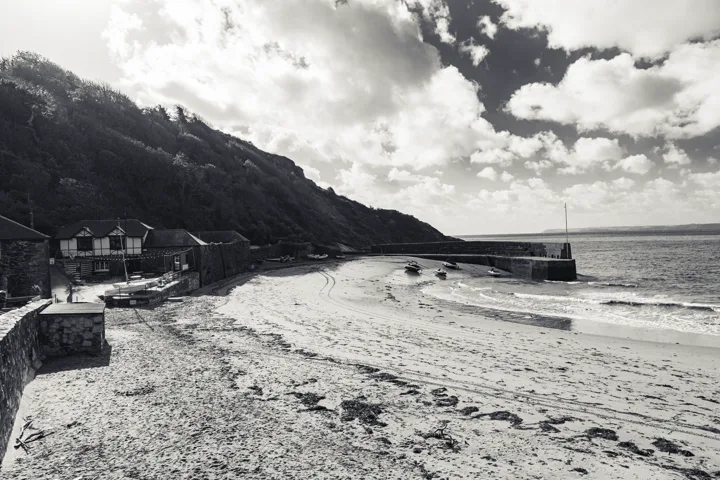 Coastal village and beach — photograph by Monty Bray